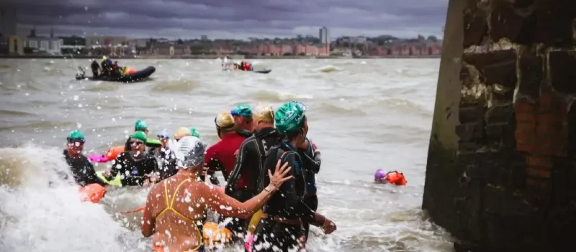 Mersey swim setting out Mersey swim setting out